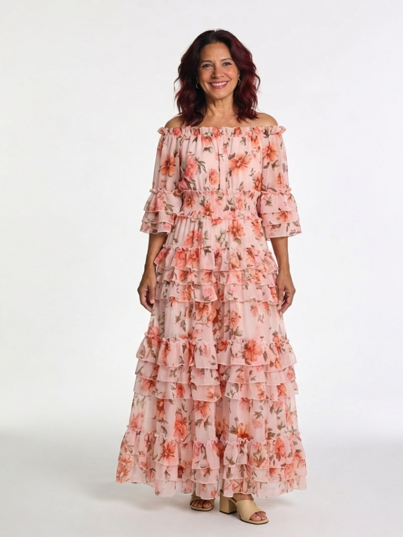 Rosalia · Vestido largo floral con hombros descubiertos · Imagen 1