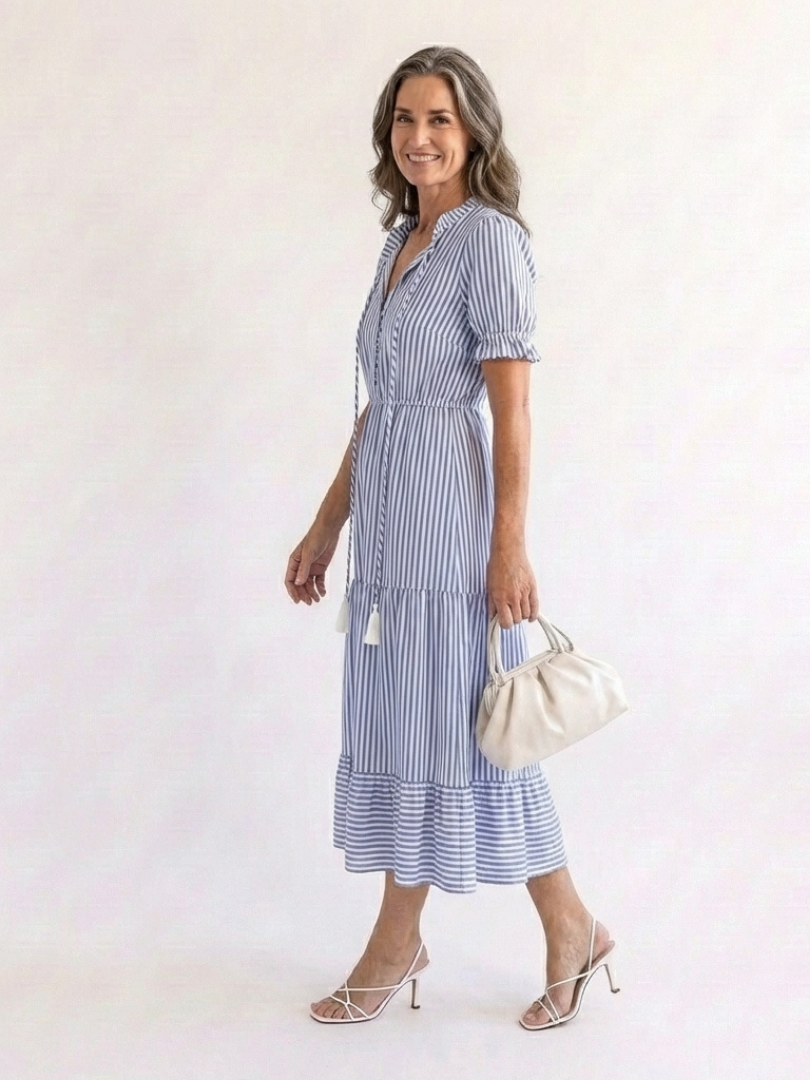 Dakota · Vestido midi de capas y rayas · Imagen 2