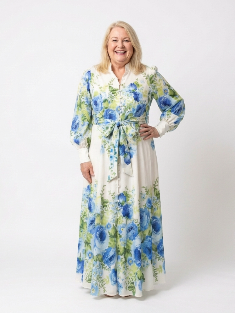 Leila · Vestido largo floral con botones delanteros · Imagen 3