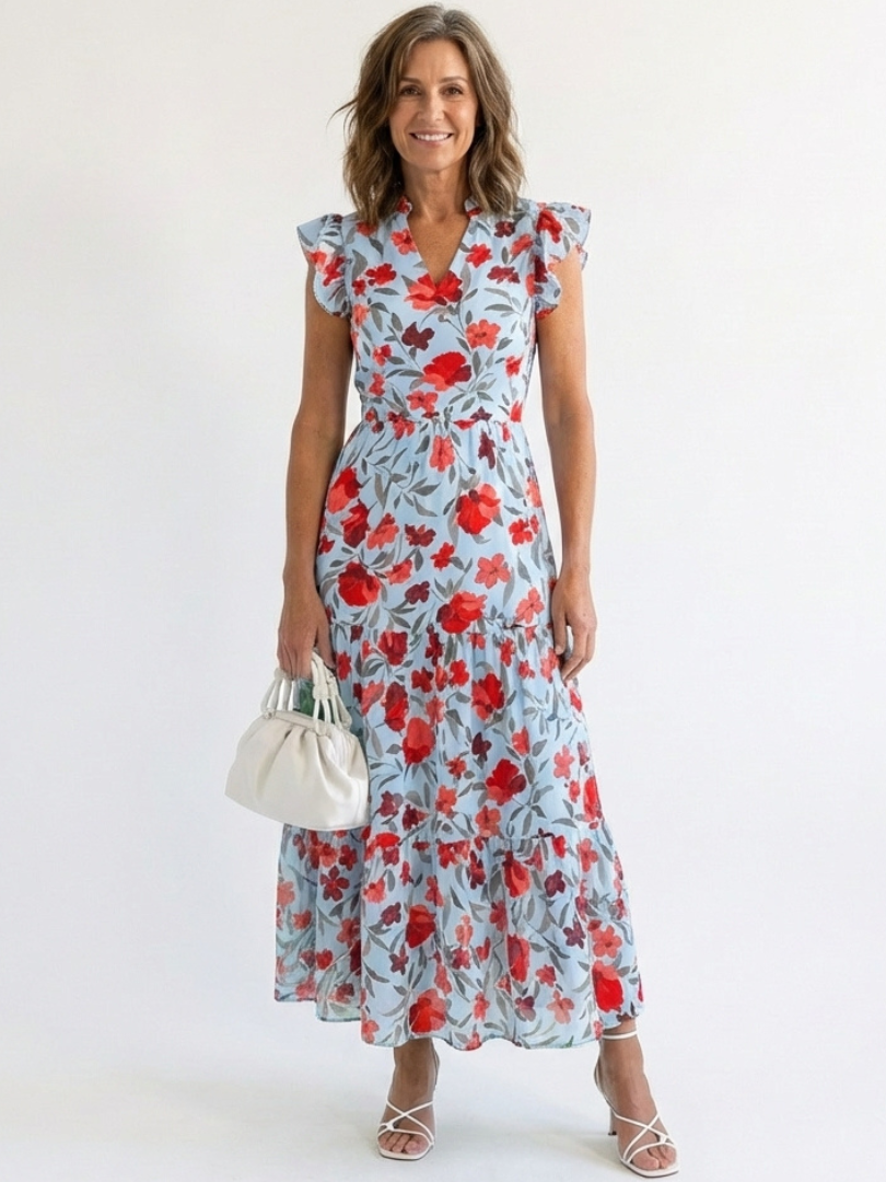 Lila · Vestido midi floral con volantes · Imagen 4