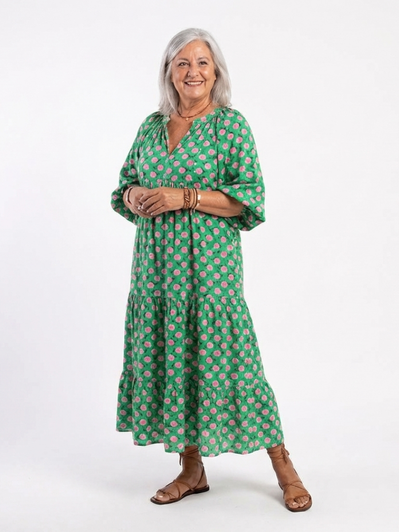 Fiora · Vestido midi floral con volantes · Imagen 4