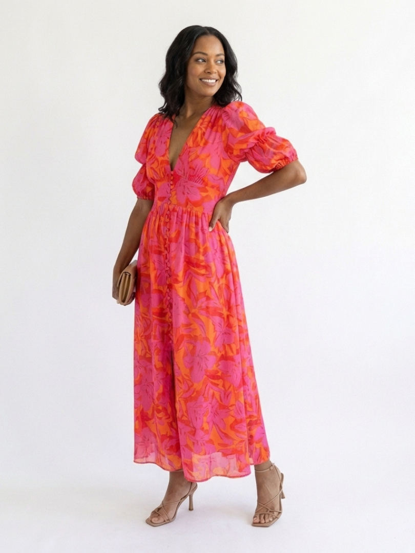 Alessia · Vestido midi floral de manga abullonada · Imagen 5