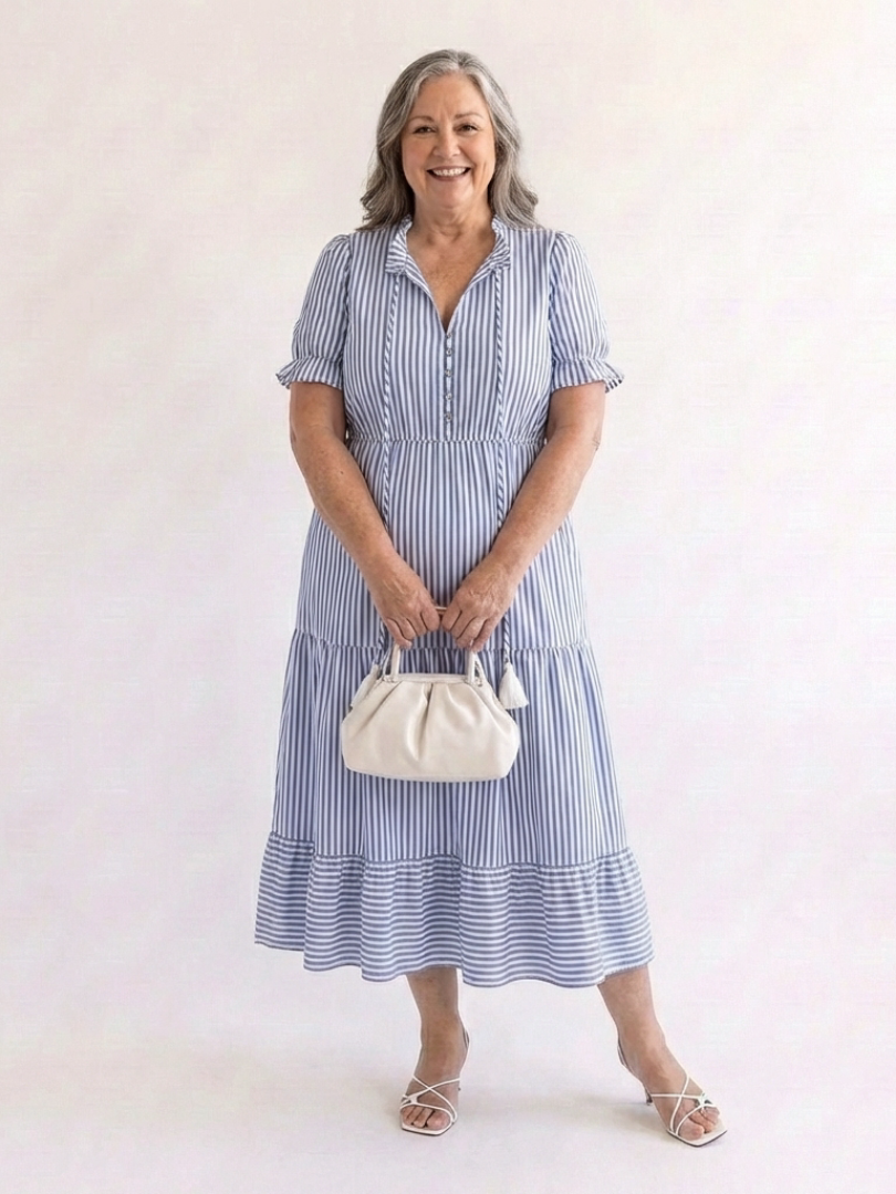 Dakota · Vestido midi de capas y rayas · Imagen 5