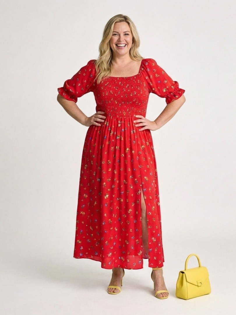 Yasmin · Vestido midi de escote cuadrado y manga abullonada · Imagen 5