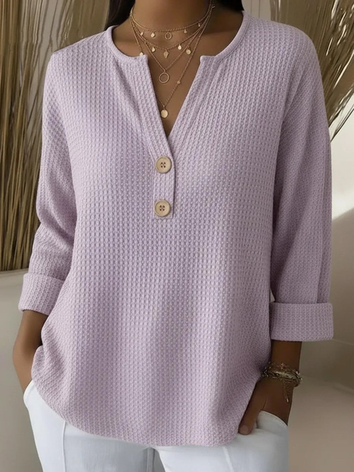 Lucía · Jersey Henley gofrado con botones · Imagen 1