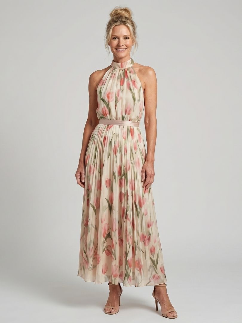 Aurora · Vestido midi floral de escote halter · Imagen 1