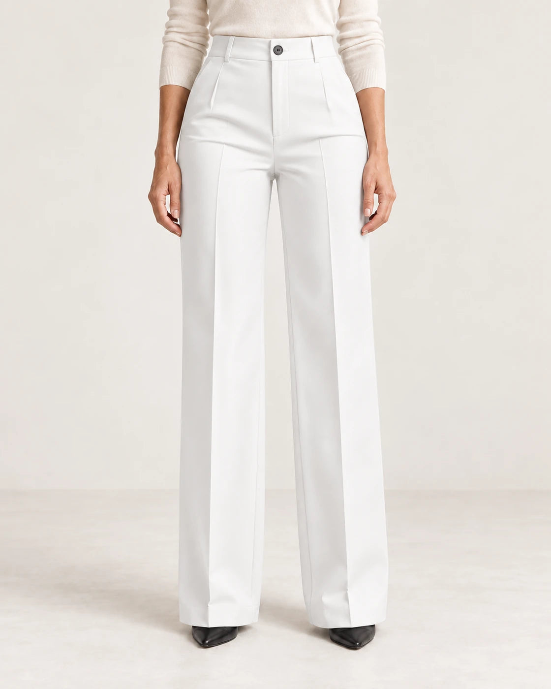 Alessia · Pantalón de vestir de tiro alto · Blanco