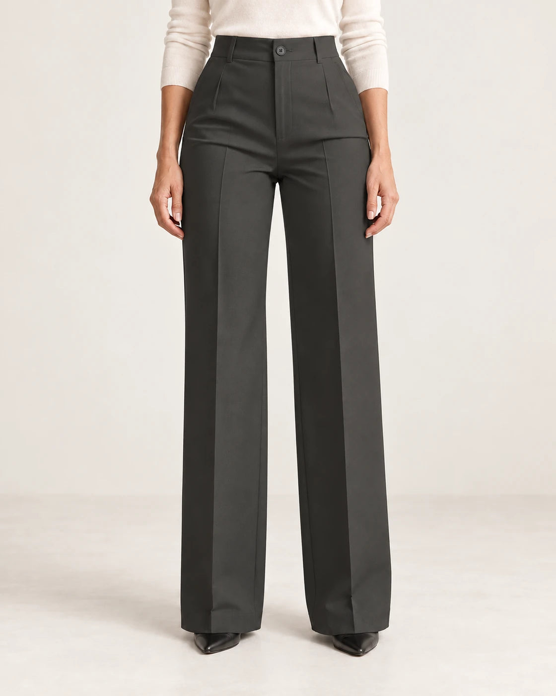 Alessia · Pantalón de vestir de tiro alto · Gris oscuro