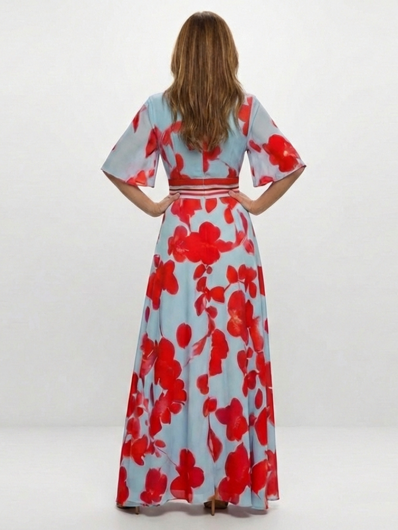 Sara · Vestido largo floral de cuello en V · Imagen 2