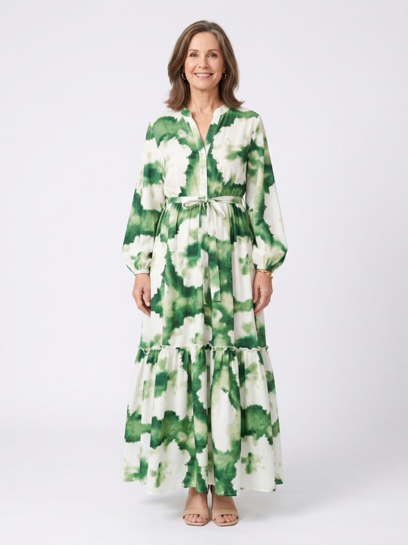 Sabrina · Vestido largo con lazada y volantes · Imagen 1