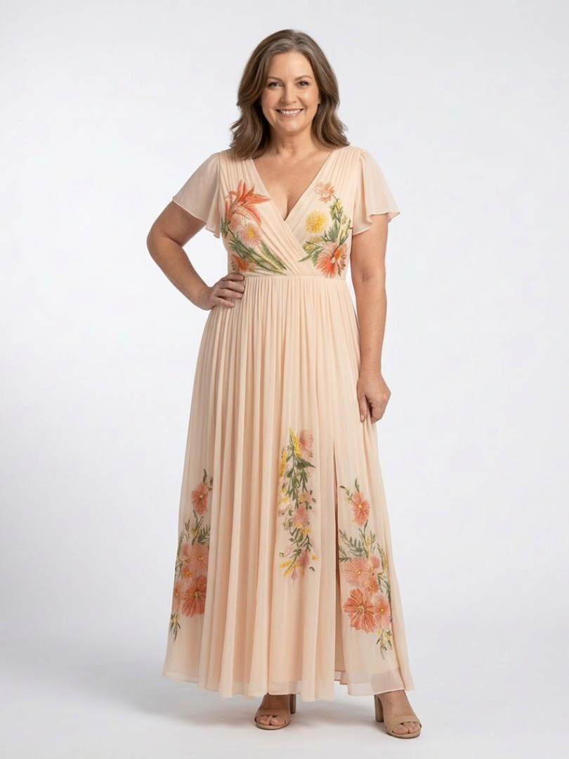 Vega · Vestido largo floral plisado · Imagen 3