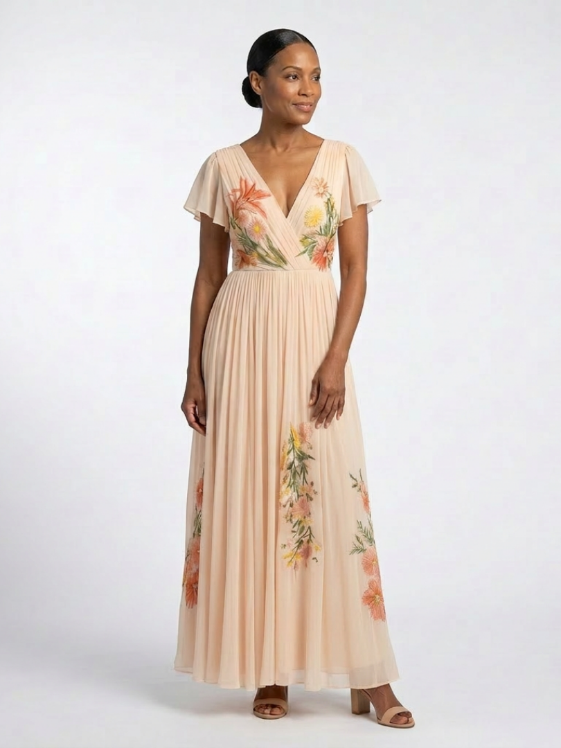 Vega · Vestido largo floral plisado · Imagen 2