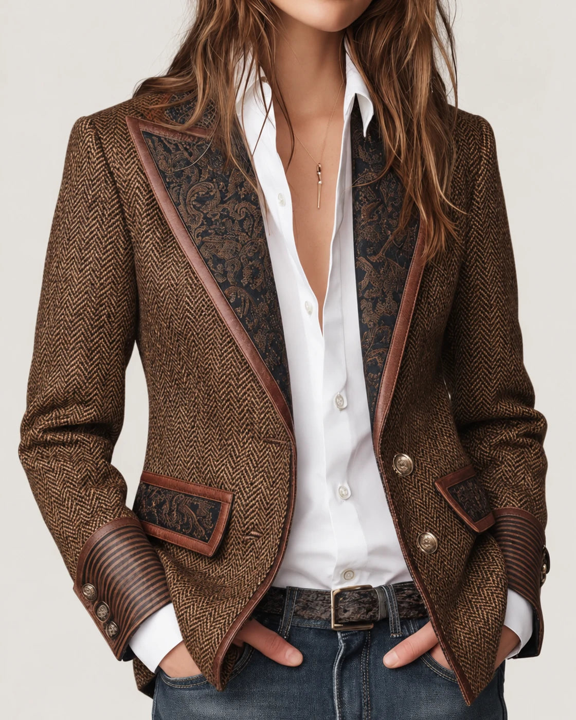 Iole · Blazer de espiga con paneles