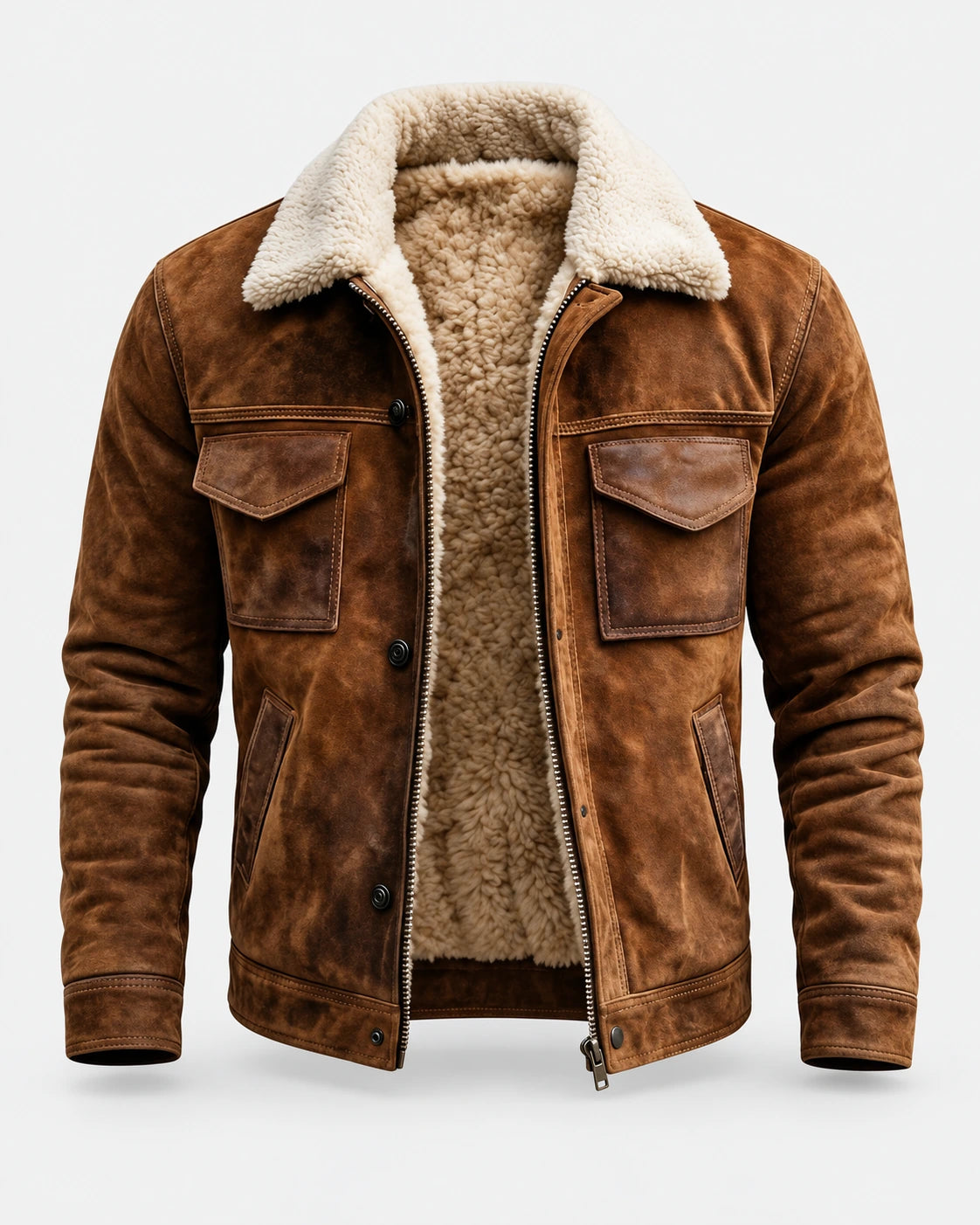 Beniamino · Chaqueta efecto ante con cuello suave