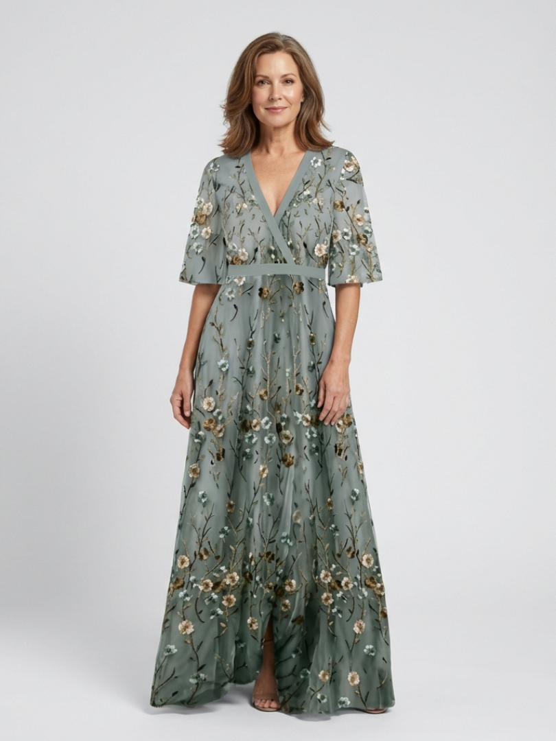 Claudia · Vestido largo floral de manga corta · Imagen 1
