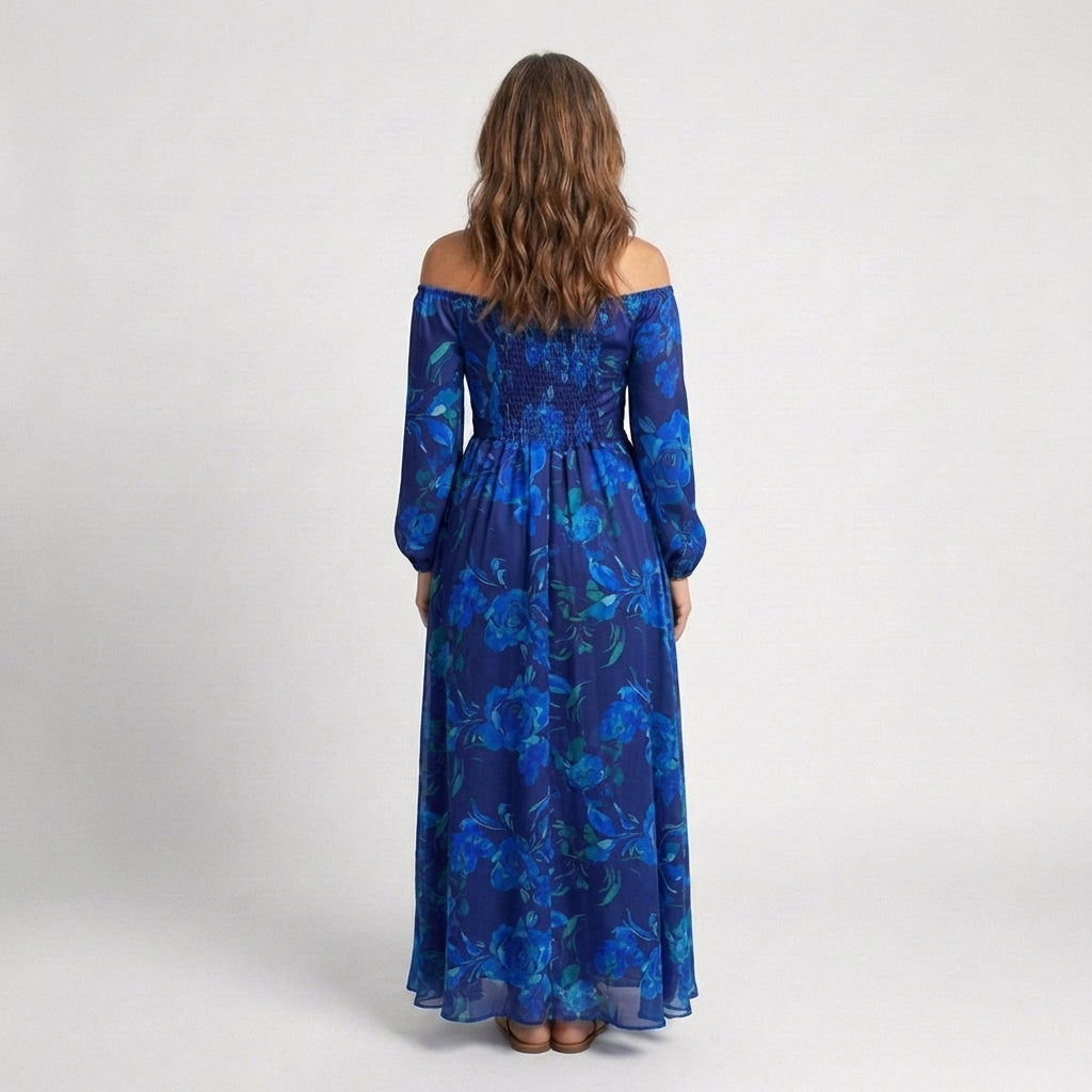 Chloe · Vestido largo floral con hombros descubiertos · Imagen 3