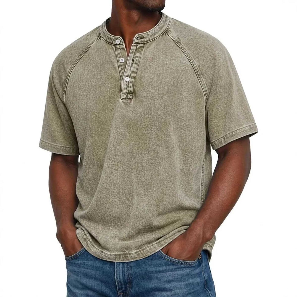 Marino · Camiseta Henley de acabado lavado · Imagen 3