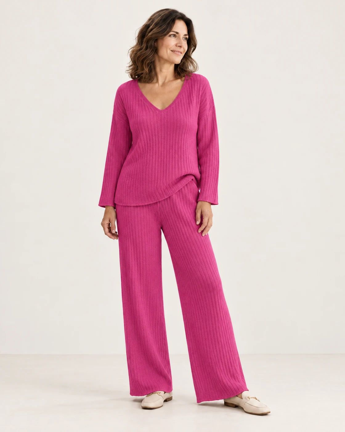 Kathy · Conjunto de punto de dos piezas · Rosa