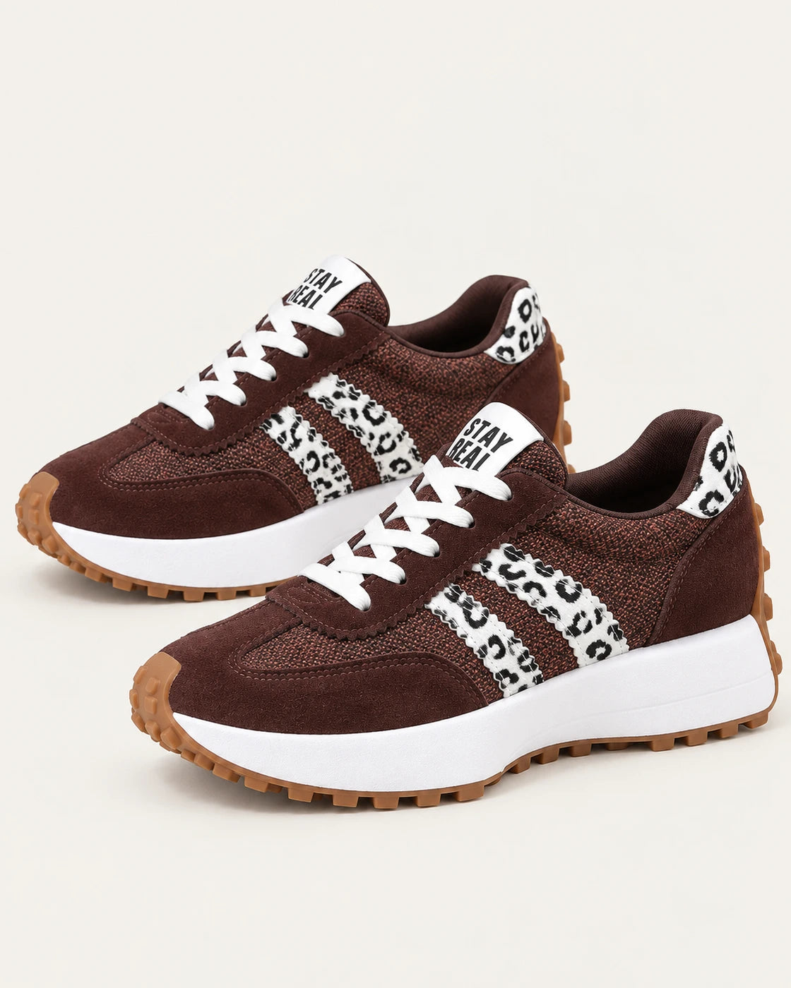 Lucia · Zapatillas retro con plataforma · Leopardo marrón