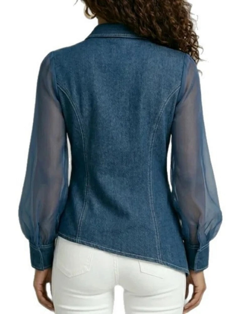 Clara · Blusa vaquera asimétrica con transparencias · Imagen 3