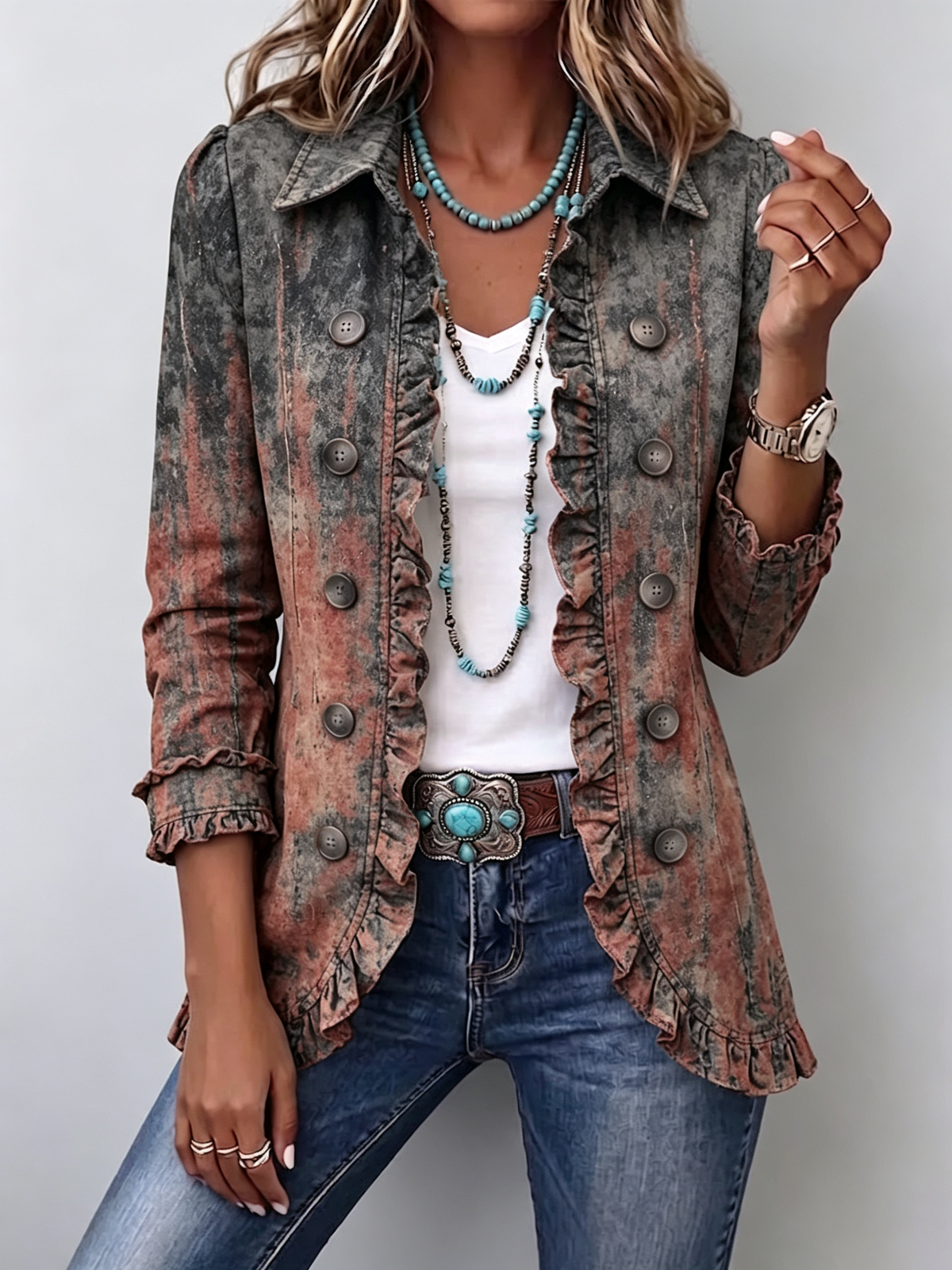 Benita · Chaqueta de textura degradada con volantes · Imagen 1