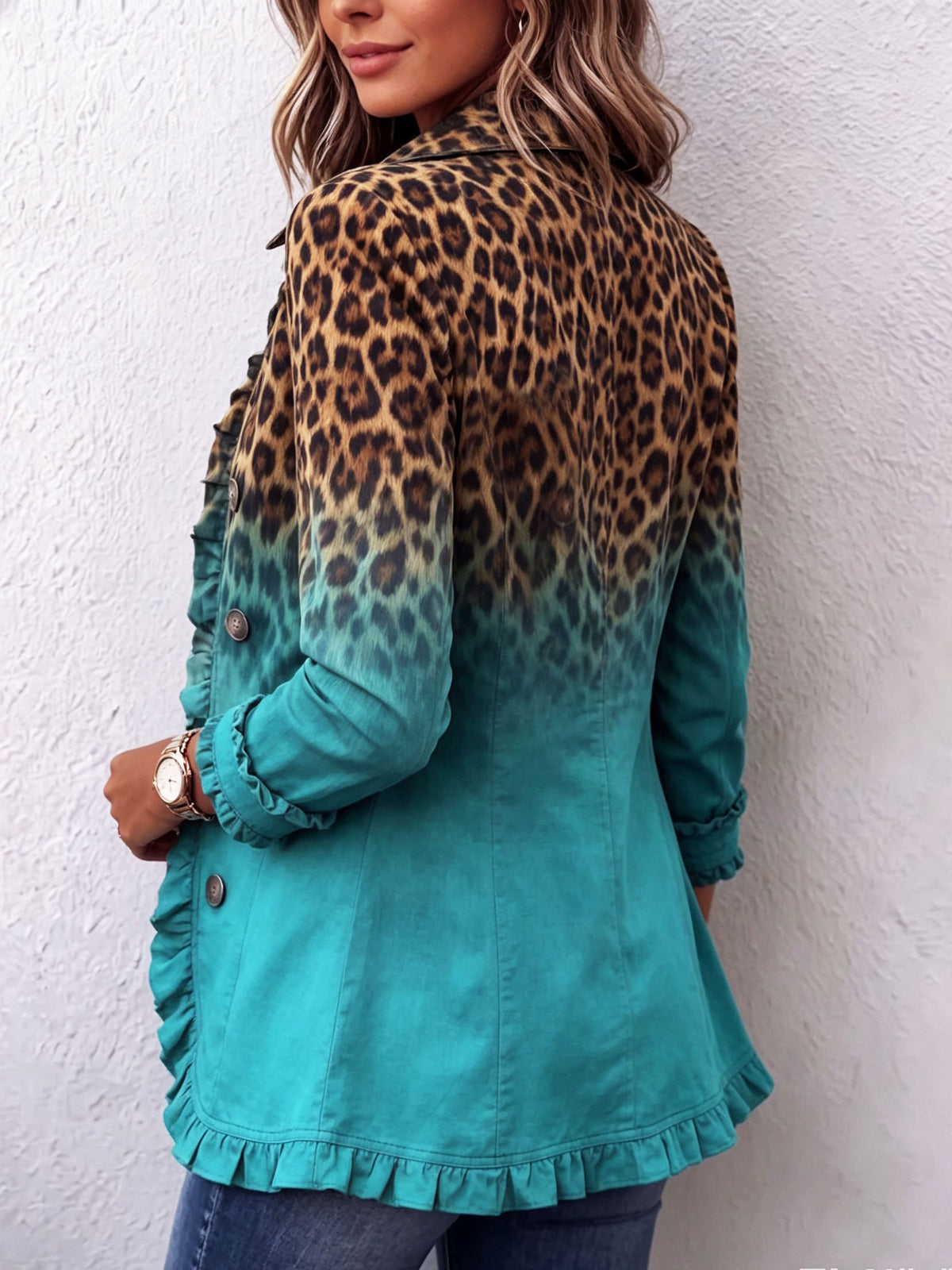 Mercedes · Blazer de leopardo degradado con volantes · Imagen 4