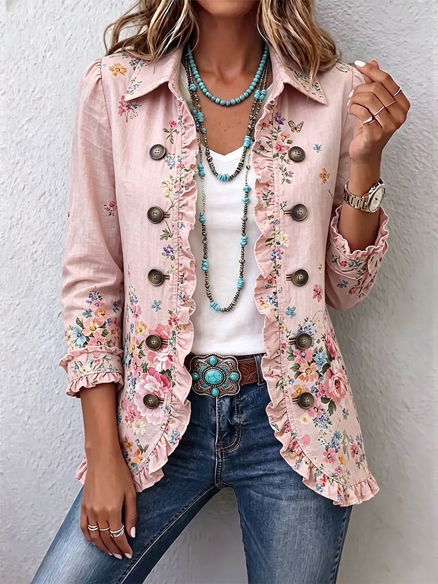Araceli · Chaqueta floral con volantes y botones · Imagen 1