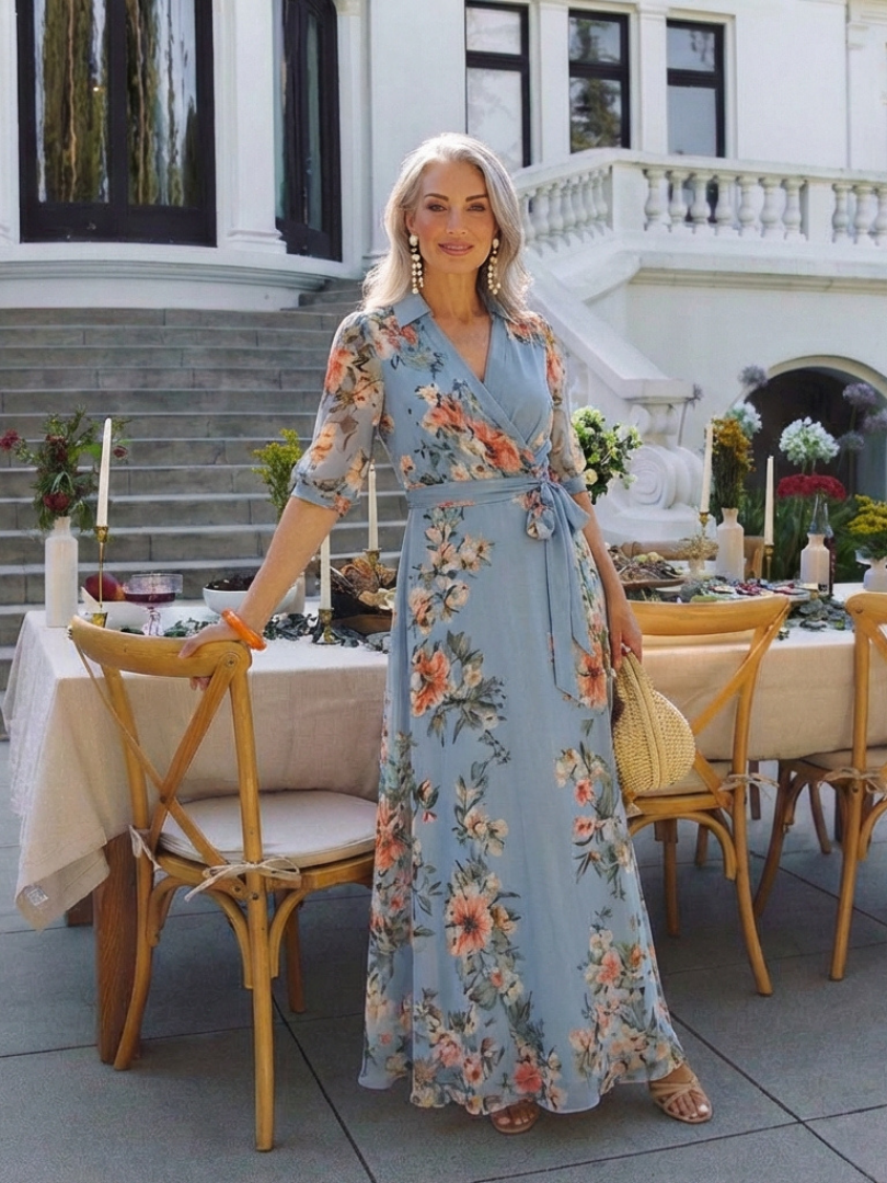 Lucía · Vestido largo floral de cuello en V · Imagen 7