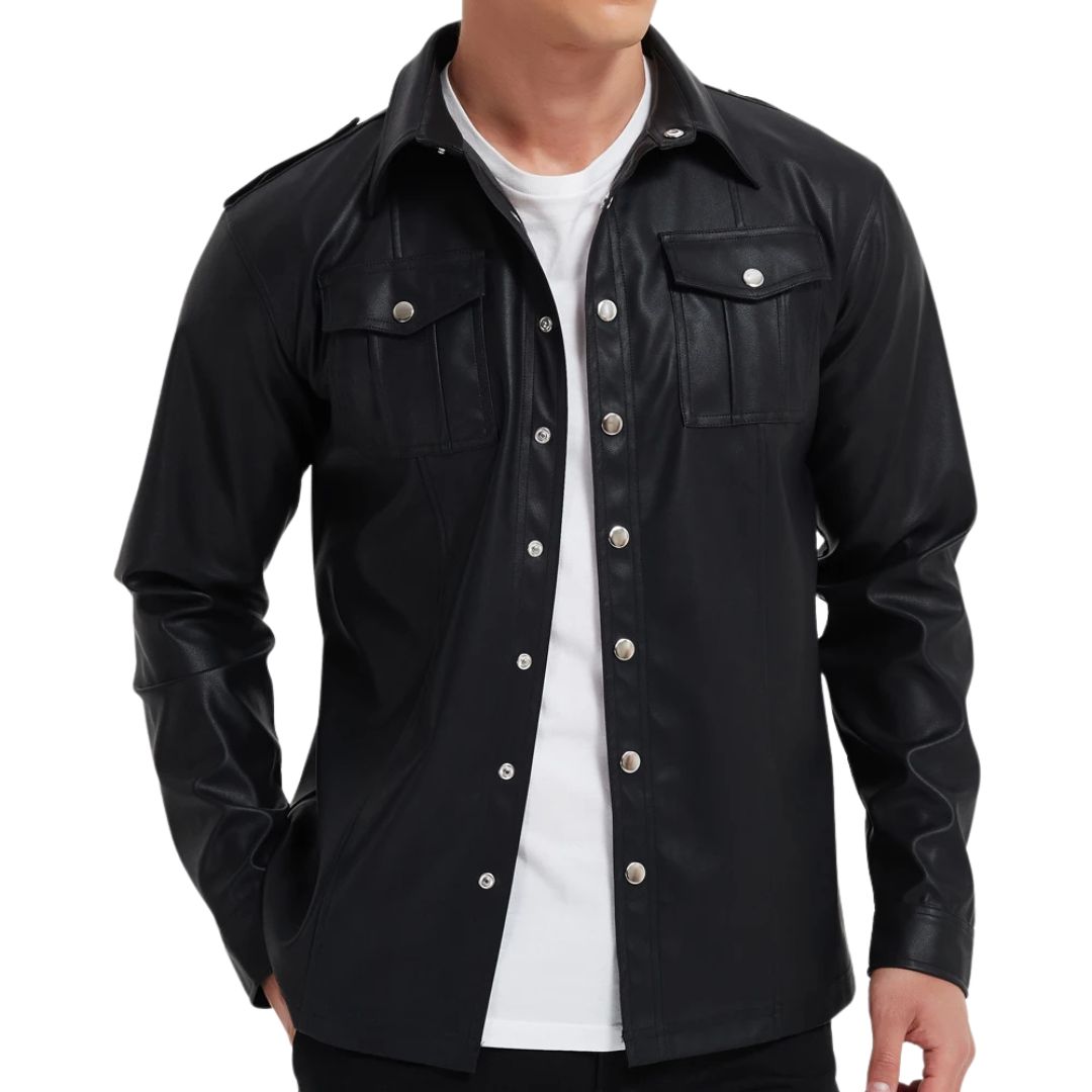 Pasquale · Sobrecamisa efecto piel con botones · Imagen 1