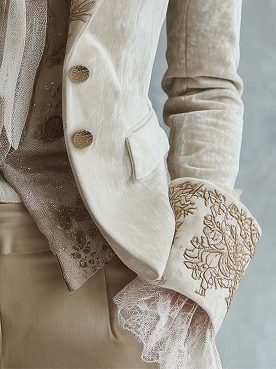 Evelina · Blazer marfil con detalles dorados · Imagen 6