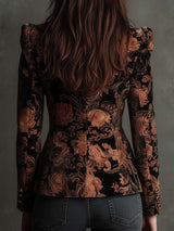 Zelmira · Blazer floral en negro y bronce · Imagen 6