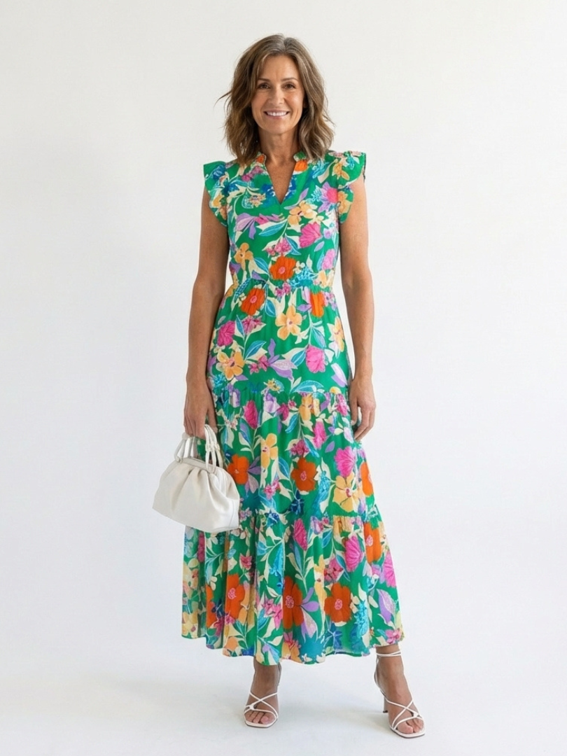 Lila · Vestido midi floral con volantes · Imagen 1