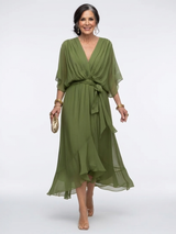 Jade · Vestido midi con cintura drapeada y lazo · Imagen 1