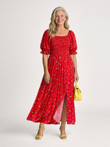 Yasmin · Vestido midi de escote cuadrado y manga abullonada · Imagen 1
