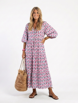 Nadia · Vestido midi geométrico de manga larga · Imagen 1