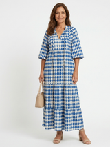 Melody · Vestido midi de capas con estampado de rombos · Imagen 1