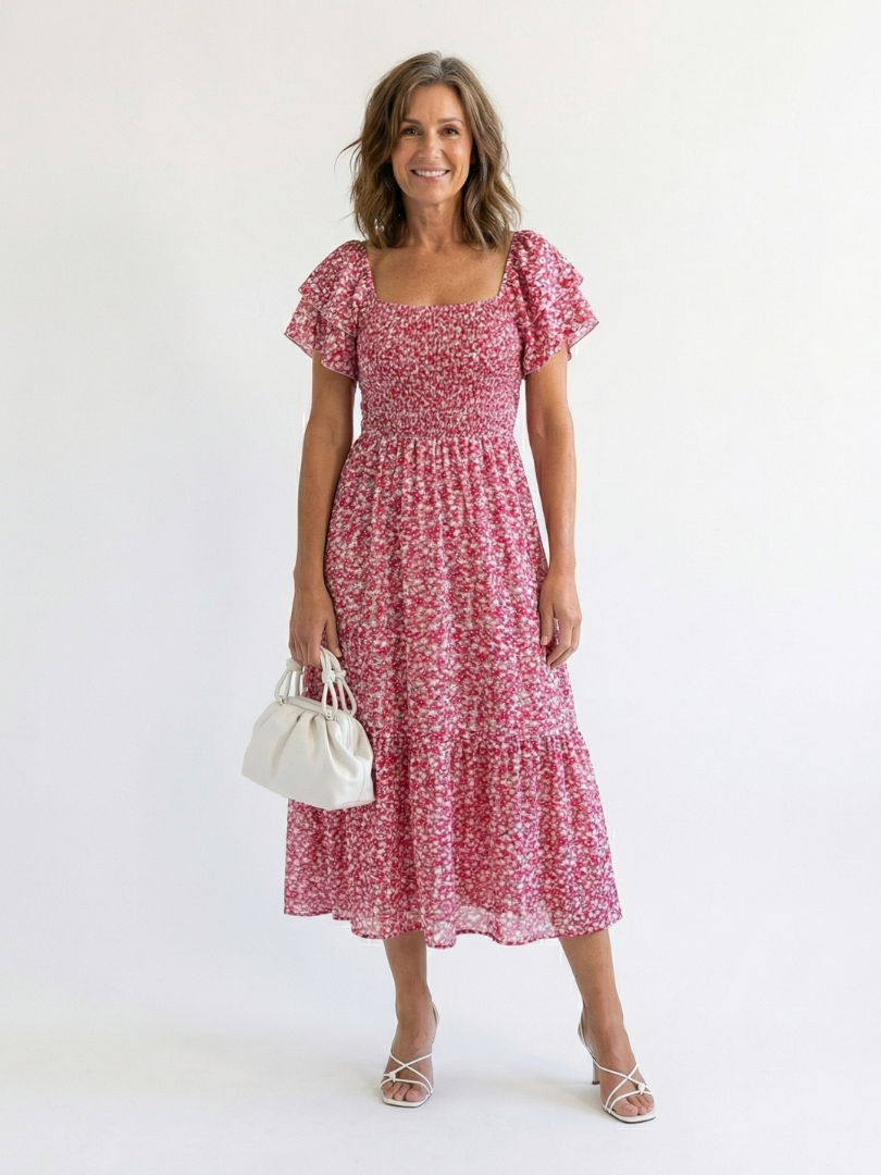Ainhoa · Vestido midi floral con fruncidos · Imagen 1