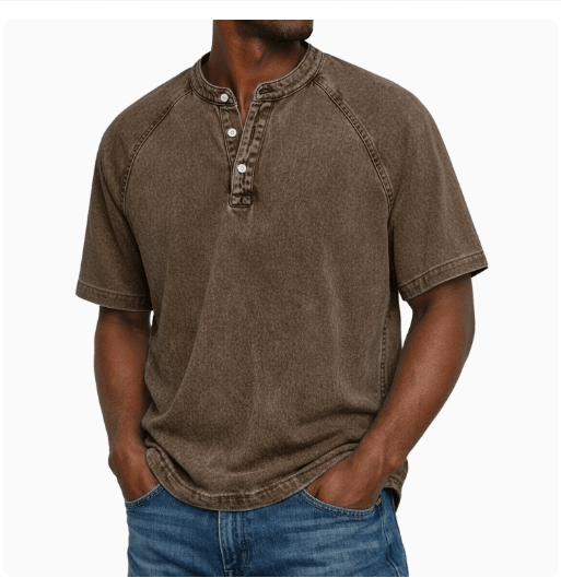Marino · Camiseta Henley de acabado lavado · Imagen 11