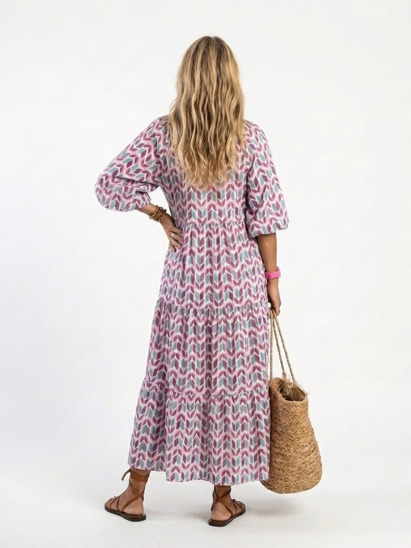 Nadia · Vestido midi geométrico de manga larga · Imagen 4
