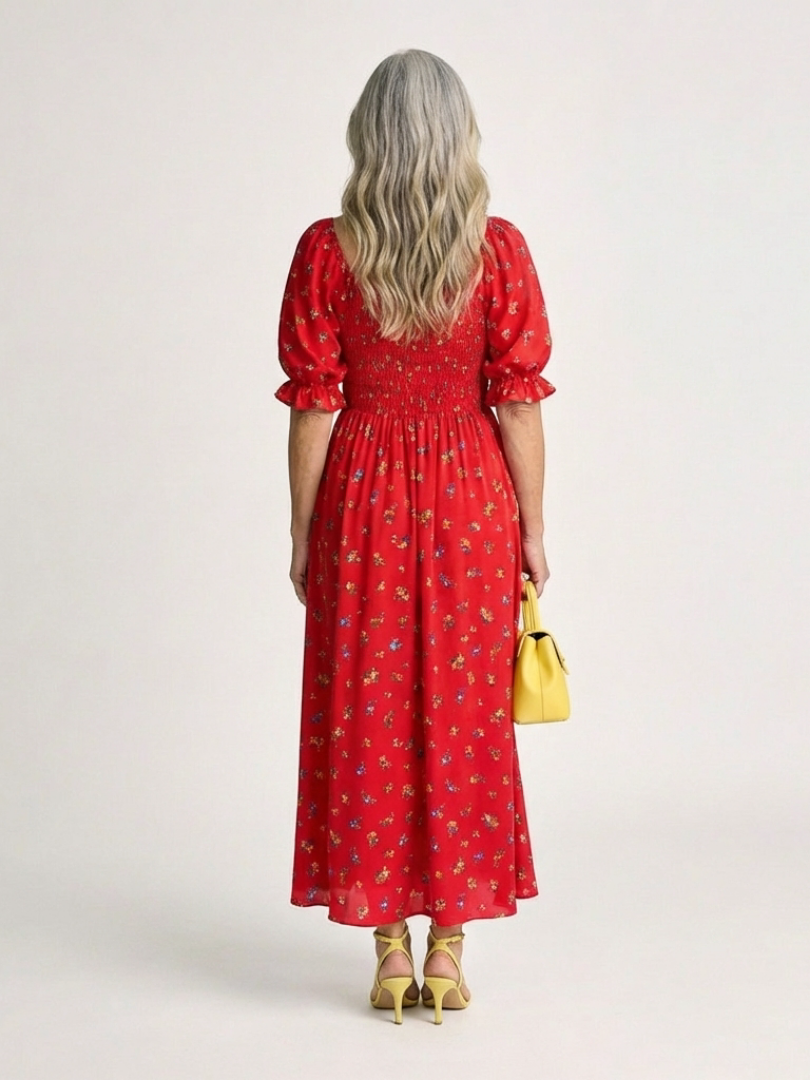 Yasmin · Vestido midi de escote cuadrado y manga abullonada · Imagen 4