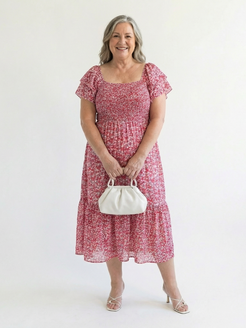 Ainhoa · Vestido midi floral con fruncidos · Imagen 3