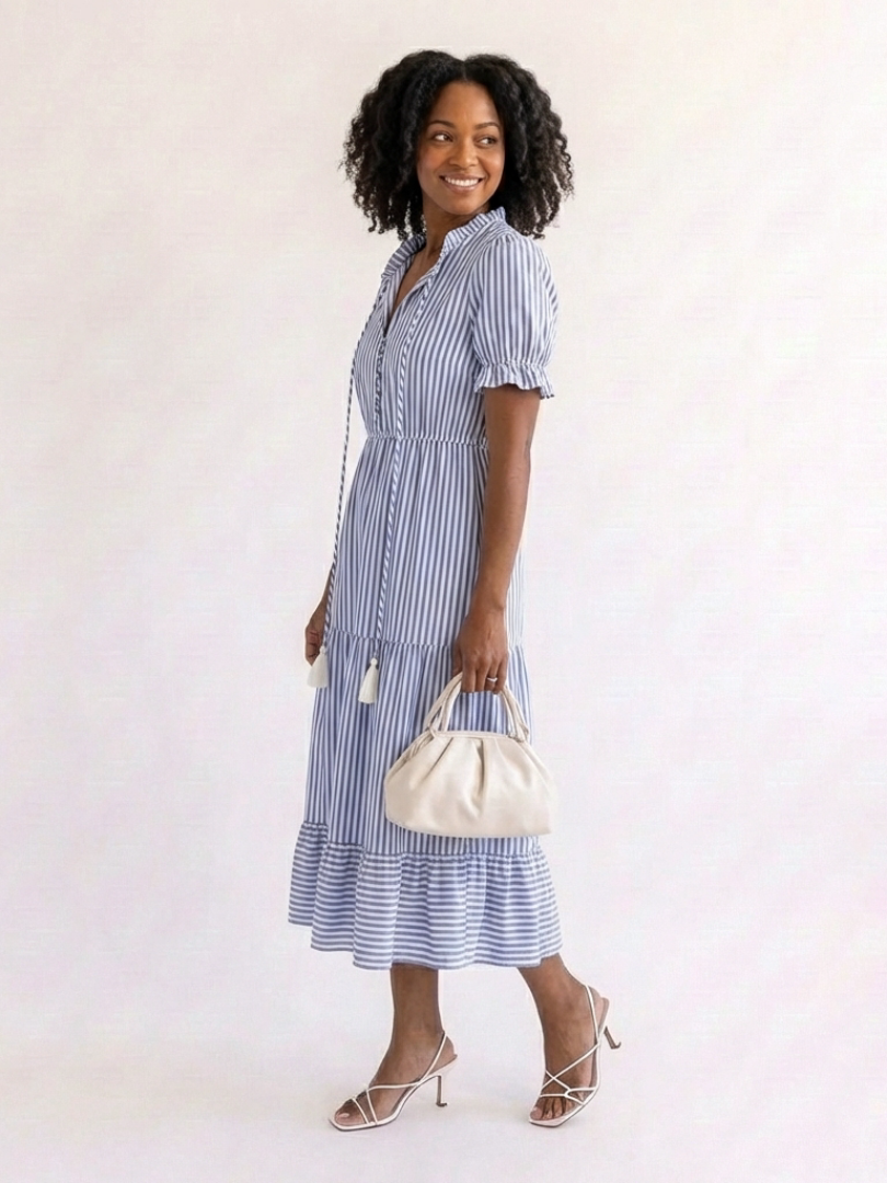 Dakota · Vestido midi de capas y rayas · Imagen 4