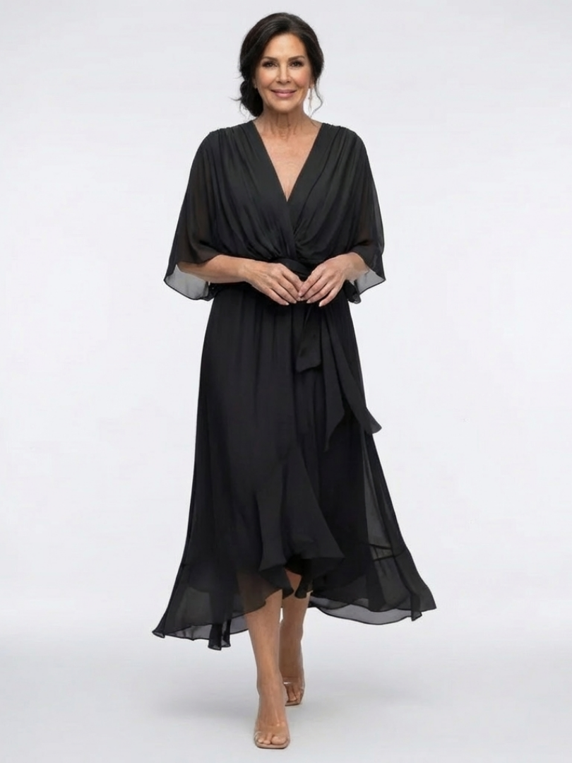 Jade · Vestido midi con cintura drapeada y lazo · Imagen 2