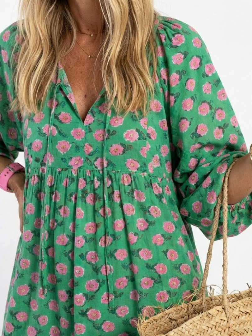 Fiora · Vestido midi floral con volantes · Imagen 2