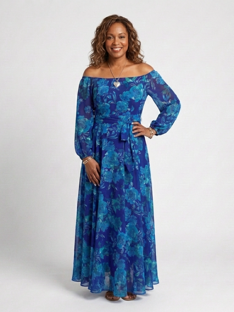 Chloe · Vestido largo floral con hombros descubiertos · Imagen 5