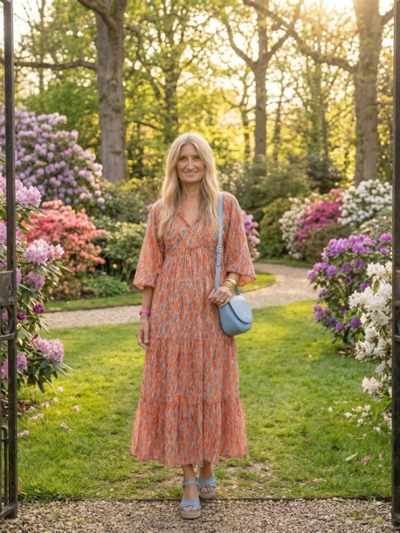 Chiara · Vestido midi de capas y estampado geométrico · Imagen 7