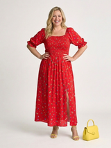 Yasmin · Vestido midi de escote cuadrado y manga abullonada · Imagen 5