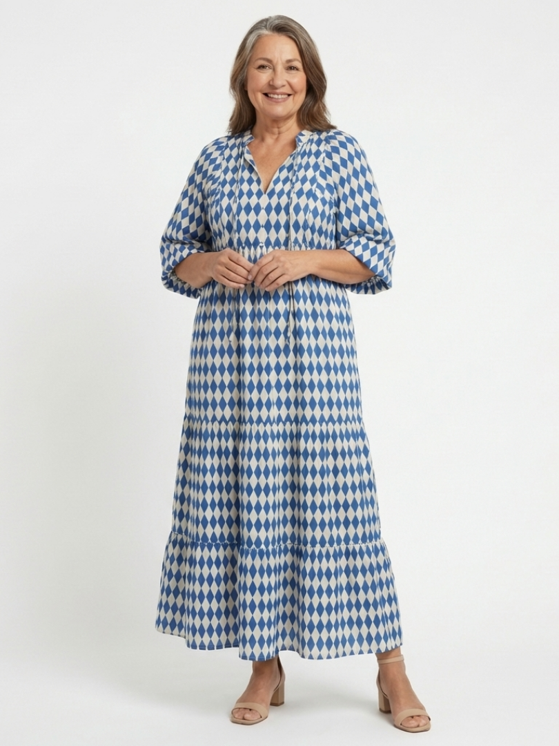 Melody · Vestido midi de capas con estampado de rombos · Imagen 6