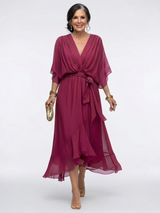Jade · Vestido midi con cintura drapeada y lazo · Imagen 3