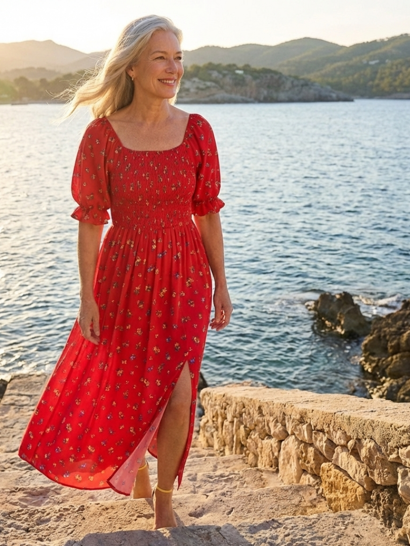 Yasmin · Vestido midi de escote cuadrado y manga abullonada · Imagen 7